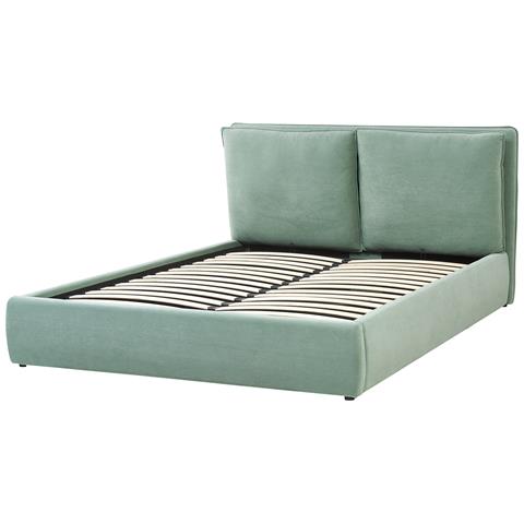 Letto Matrimoniale Contenitore Velluto Verde Menta 160 X 200 Cm Bajonna - Foto 8