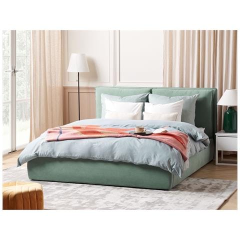 Beliani Letto Matrimoniale Contenitore Velluto Verde Menta 160 X