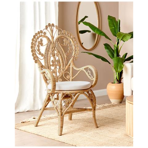 Sedia Peacock Carrara Rattan Naturale - Foto 1