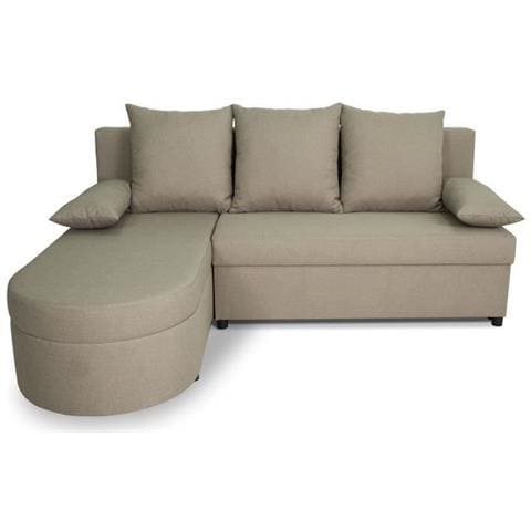 Divano Angolare Trasformabile Reversibile A 3 Posti Jen - Tessuto Beige - 196 X 88 X 159 Cm - Foto 1