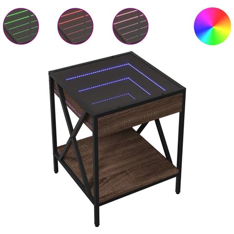 Tavolino Da Salotto Con Led Infinity Rovere Marrone 40x40x49 Cm - Foto 2