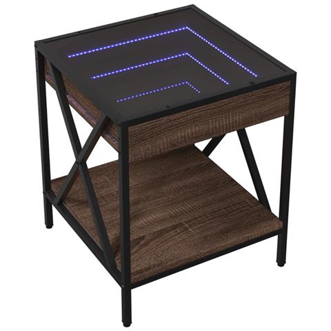 Tavolino Da Salotto Con Led Infinity Rovere Marrone 40x40x49 Cm - Foto 3