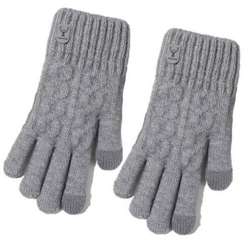 Guanti In Maglia Di Lana Di Alpaca A Doppio Strato Grey - Foto 3