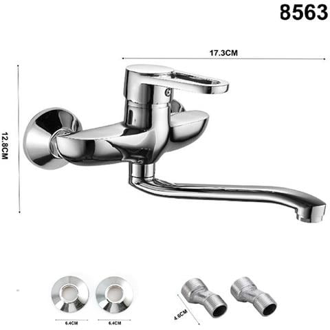 Rubinetto Miscelatore Cromato Casa Vasca Lavabo Lavandino Kit Montaggio 8563 - Foto 2