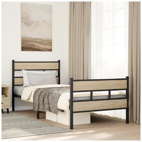 Giroletto Senza Materaso In Metallo Rovere Sonoma 107x203 Cm - Foto 1