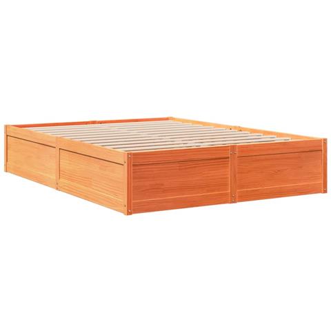 Letto Senza Materasso Marrone Cera 150x200 Cm In Legno Di Pino - Foto 3