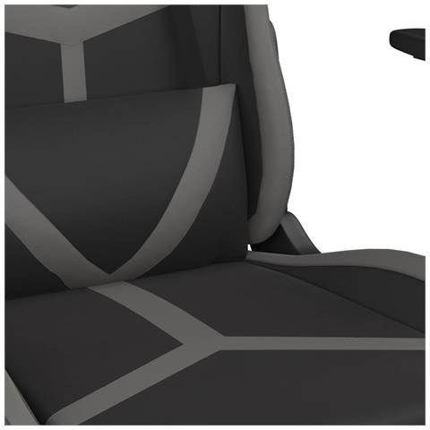 Sedia da Gaming Massaggiante Nero e Grigio in Similpelle - Foto 2