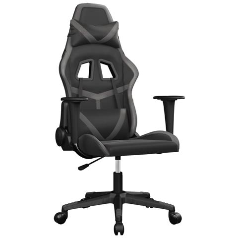 Sedia da Gaming Massaggiante Nero e Grigio in Similpelle - Foto 1