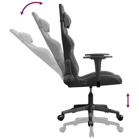 Sedia da Gaming Massaggiante Nero e Grigio in Similpelle - Foto 10