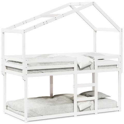 Letto a Castello con Tetto Bianco 90x200 cm in Legno di Pino - Foto 1