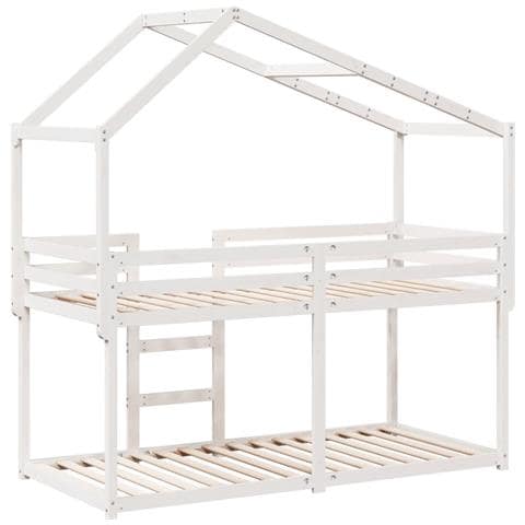 Letto a Castello con Tetto Bianco 90x200 cm in Legno di Pino - Foto 10