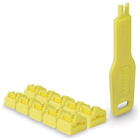 47900 clip sicura Bloccaporte + chiave RJ-45 Giallo Acrilonitrile butadiene stirene (ABS) 10 pz - Foto 1