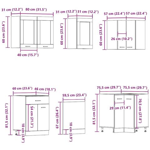 Set di Mobili da Cucina 11 pz Legno Antico in Truciolato - Foto 2