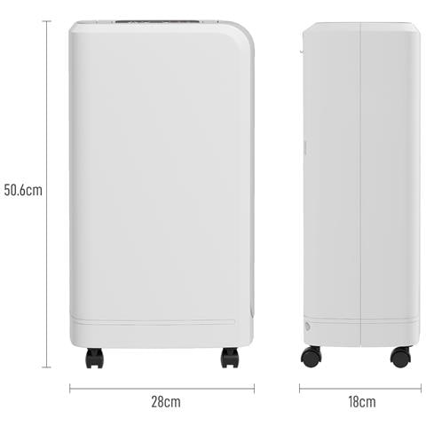 Deumidificatore Portatile Touch da 12L con Tubo di Scarico, Timer e Filtro, in ABS, 28x18x50.6 cm, Bianco - Foto 2