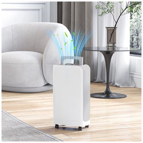 Deumidificatore Portatile Touch da 12L con Tubo di Scarico, Timer e Filtro, in ABS, 28x18x50.6 cm, Bianco - Foto 6