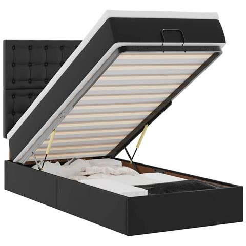 Letto Pouf Con Materasso Nero 80x200 Cm Similpelle - Foto 2