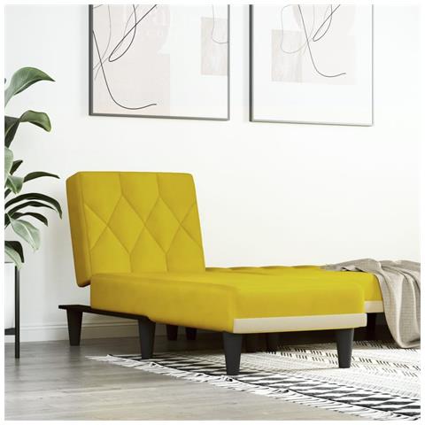 Chaise Longue In Velluto Giallo - Foto 1