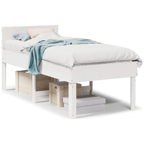 Letto Senza Materasso Bianco 90x200 Cm Legno Massello Di Pino - Foto 2