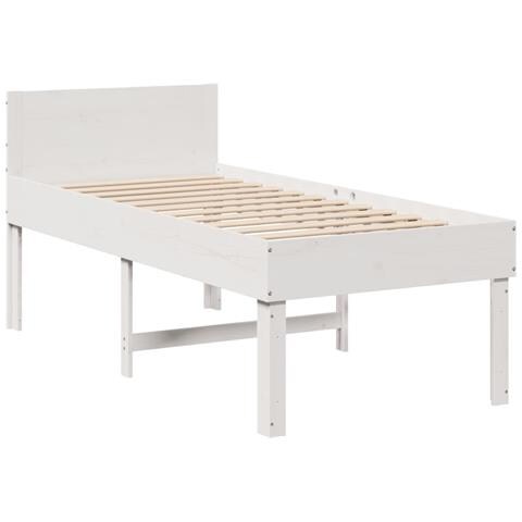 Letto Senza Materasso Bianco 90x200 Cm Legno Massello Di Pino - Foto 3