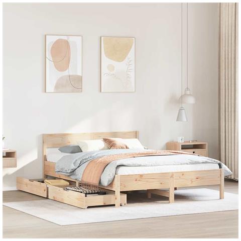 Letto senza Materasso 120x200 cm in Legno Massello di Pino - Foto 2