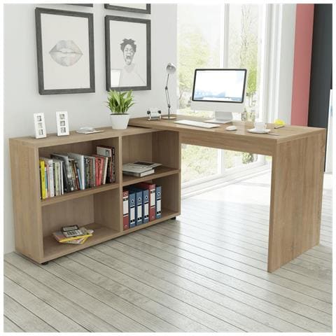 Lusso Casadino -  Scrivania Angolare Con 4 Ripiani Rovere - Foto 4