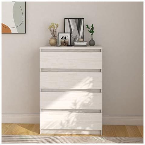 Credenza Bianca 60x36x84 Cm In Legno Massello Di Pino - Foto 8