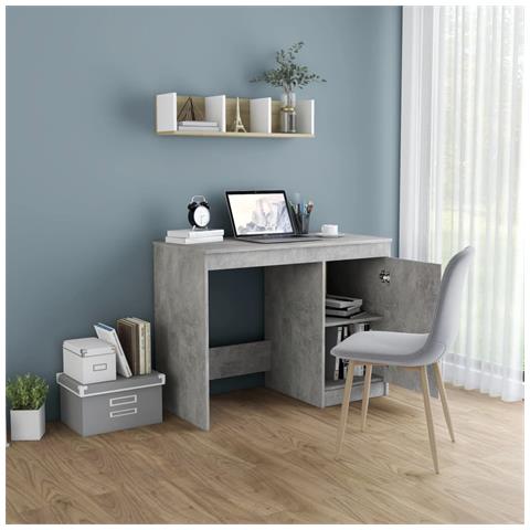 Lusso Casadino -  Scrivania Grigio Cemento 100x50x76 Cm In Legno Multistrato - Foto 2