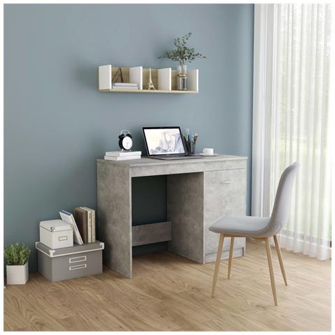 Lusso Casadino -  Scrivania Grigio Cemento 100x50x76 Cm In Legno Multistrato - Foto 8