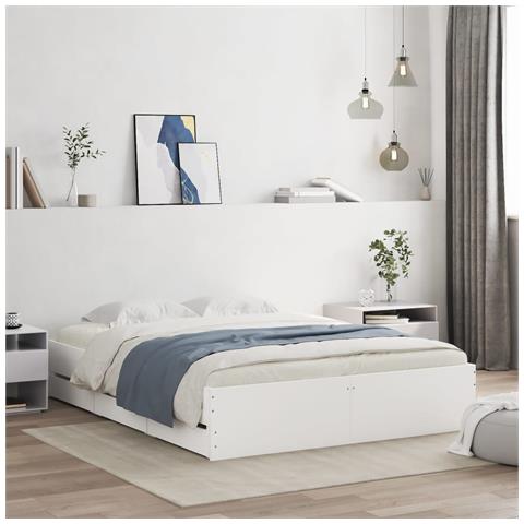 Giroletto Con Cassetti Bianco 140x190 Cm In Legno Multistrato - Foto 8