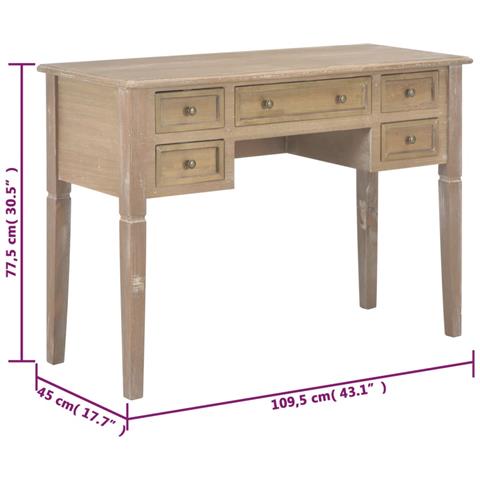 Lusso Casadino - Scrivania Marrone 109,5x45x77,5 Cm In Legno - Foto 8