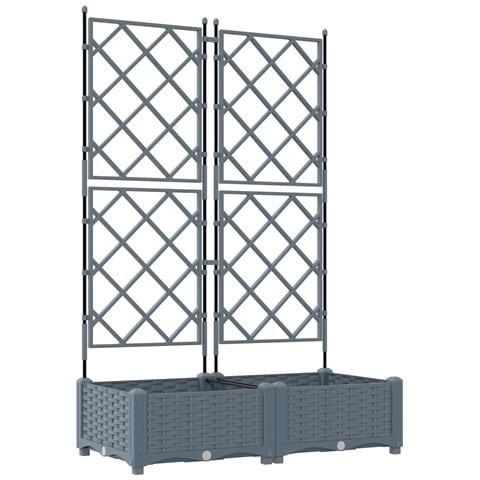 Fioriera con Trellis 2 pz Grigio Chiaro 80x40x125.5 cm - Foto 1