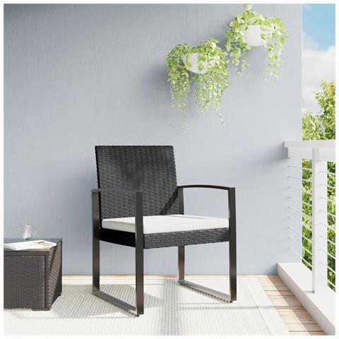 Sedie da Pranzo da Giardino 2 pz Nere in Rattan PP - Foto 2