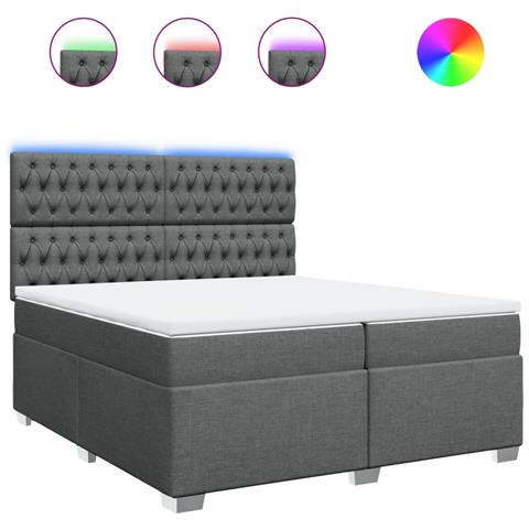 Giroletto a Molle con Materasso Grigio Scuro 200x200 cm Tessuto - Foto 1