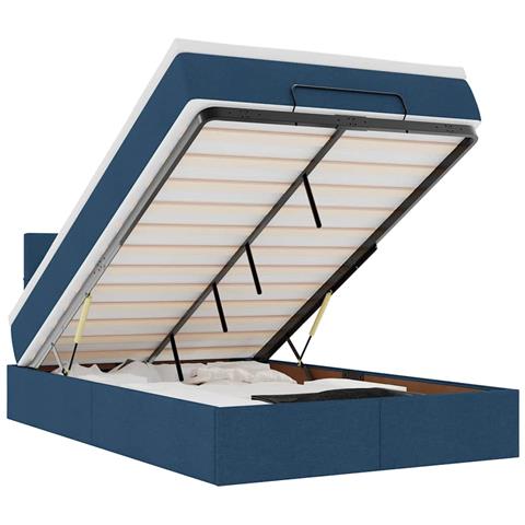 Pouf Letto con Materasso Blu 120x200 cm in Tessuto - Foto 1