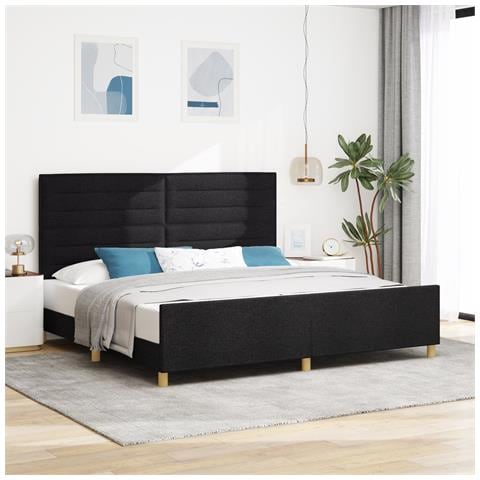 Struttura Letto in Tessuto Nera 200x200 cm - Foto 2