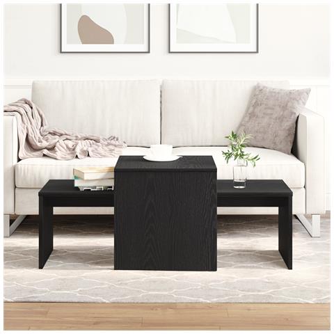 Set di Tavolini  Nero Rovere 100x48x40 cm in Legno Ingegnerizzato - Foto 2