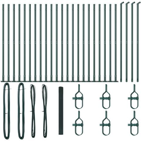 Recinzione in Rete Saldata con 13 Pali Flangiati Verde 1.5x50 m Acciaio - Foto 1