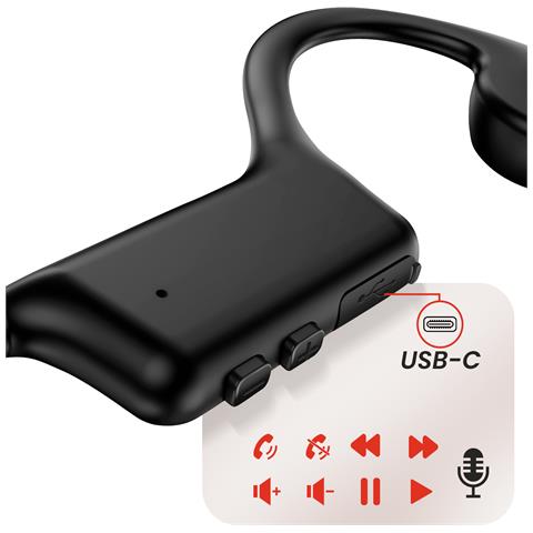 Cuffie Sportive Conduzione Ossea Bluetooth 10h, Nero - Foto 2