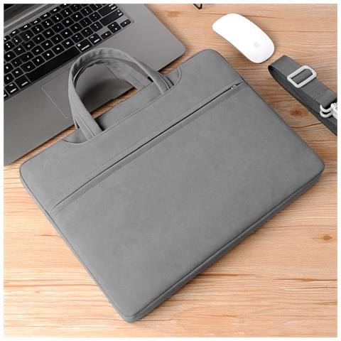 Elegante Borsa Per Laptop In Pelle Pu Grigio Scuro - Impermeabile, Antiurto E Leggera  14 Pollici - Foto 6