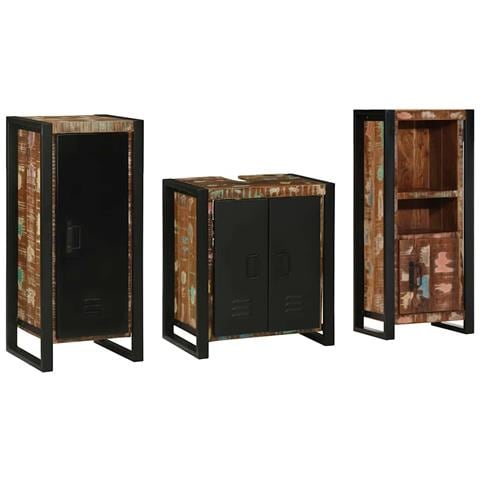 Set di mobili per il bagno 3 pcs Legno massello riciclato - Foto 1