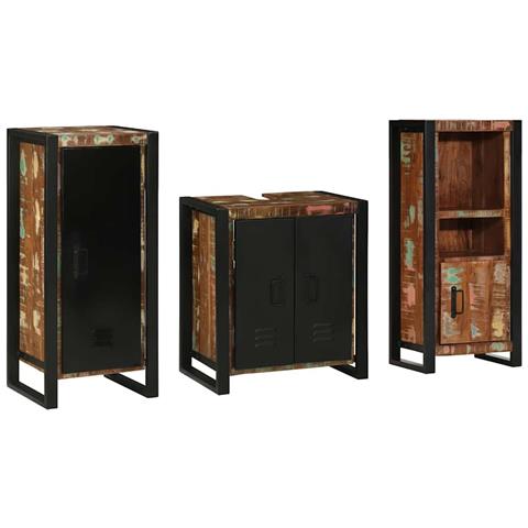 Set di mobili per il bagno 3 pcs Legno massello riciclato - Foto 2