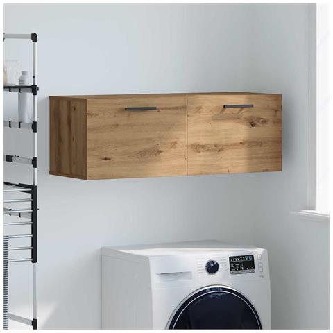 Armadietto a muro rovere artigianale 100 x 36.5 x 35 cm - Foto 2