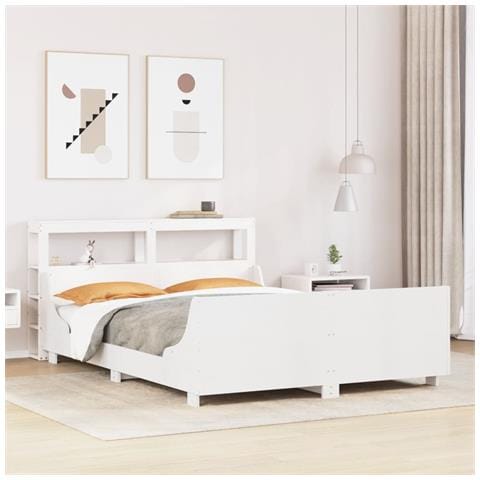 Letto senza Materasso Bianco 120x190 cm Legno Massello di Pino - Foto 2