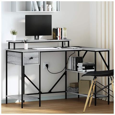 Scrivania Grigio sonoma 120 x 79 x 86.5 cm Legno multistrato - Foto 2