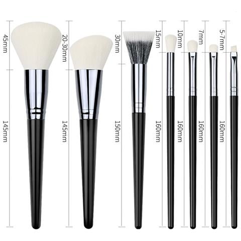 Set Di 7 Pennelli Per Trucco Black Onyx - Pennelli In Fibra Sintetica Morbida Per Un'applicazione Impeccabile - Foto 2