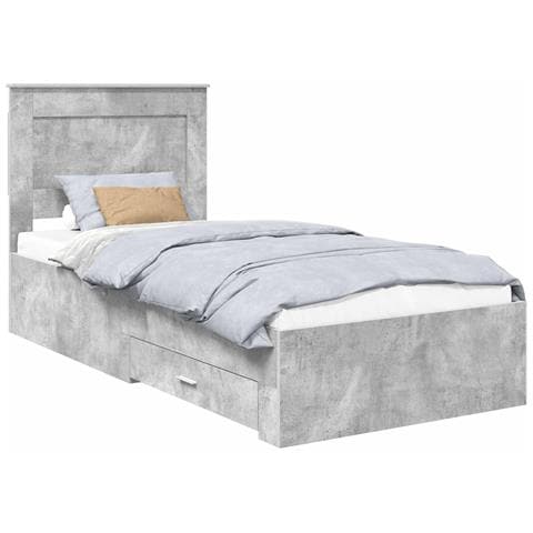 Struttura del letto con cassetto Grigio cemento 100 x 200 cm - Foto 1