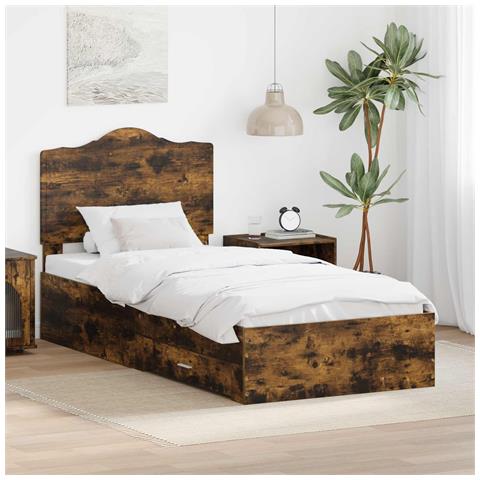 Struttura del letto Rovere fumé 90 x 200 cm Legno multistrato - Foto 2