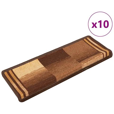 Tappetini per Scale Autoadesivi 10 pz 65x21x4 cm Marroni - Foto 1