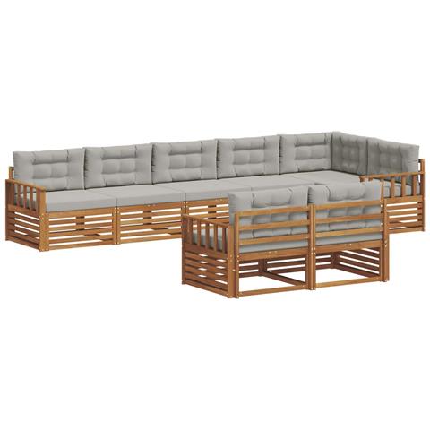 Set di divani da esterno 8 pcs Grigio Naturale e Chiaro - Foto 1