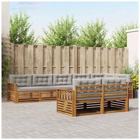 Set di divani da esterno 8 pcs Grigio Naturale e Chiaro - Foto 2